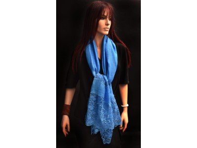 Linnen sjaaltje met kant, blauw