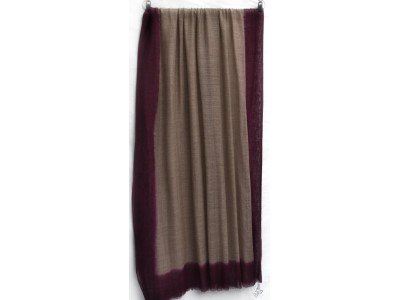 Sjaal of stola, donker fuchsia en taupe, wol en zijde