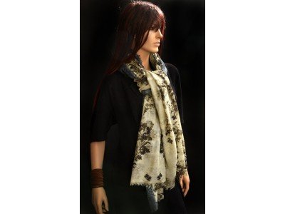 Wollen sjaal of stola, vintagelook, oudblauw, vintagegroen, pastelgroen