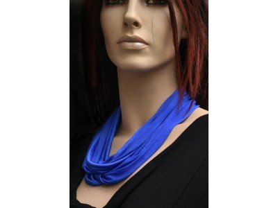 Rond zijden jersey sjaaltje, bleu national, blauw (middelste kwaliteit dikte)