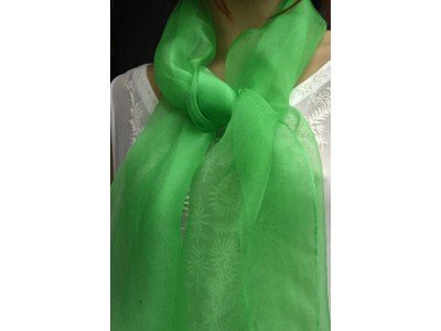 Elegante organza zijden sjaal, amazon, middengroen
