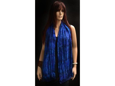 Echte zijden krinkelsjaal, handgeschilderd, marine blauw paarsblauw donker turquoise